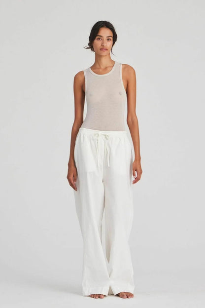 CORA - Cotton Tie-Waist Wide-Leg Pants
